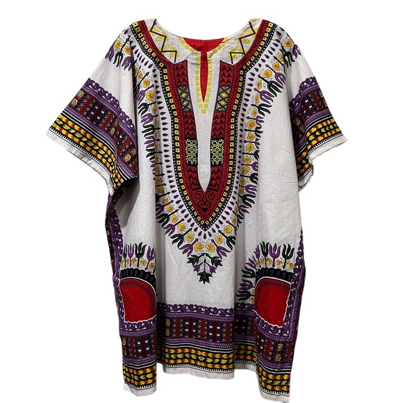 Anandas XL 💯 Cotton Made in India Boho Aztec kimono coverup top - Picture 3 of 6